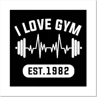 Funny Workout Gifts Heart Rate Design I Love Gym EST 1982 Posters and Art